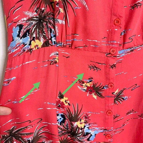 Reformation Denise Midi Dress (Sz XL) Button Down Tencel Red Fiji Print - Picture 13 of 15